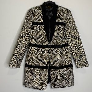 Black label Chicos black gold metallic jacquard topper 1 M